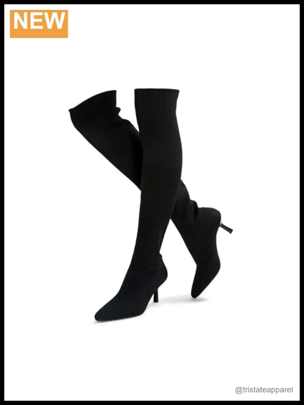 Over the Knee Knit Boots High Heel Pointed Toe Stiletto Women's 4